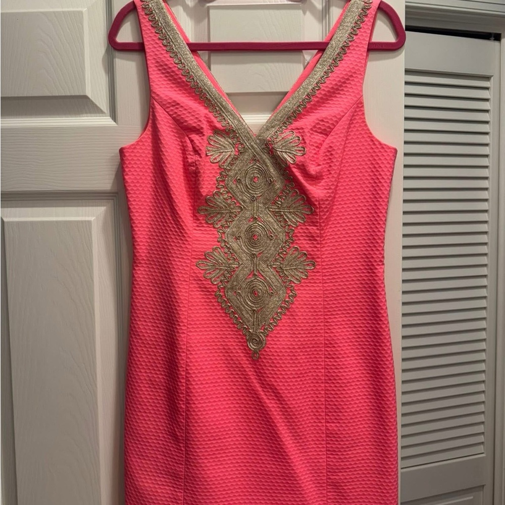 Lilly Pulitzer Orange and Pink Sequin Sheath Mini Dress